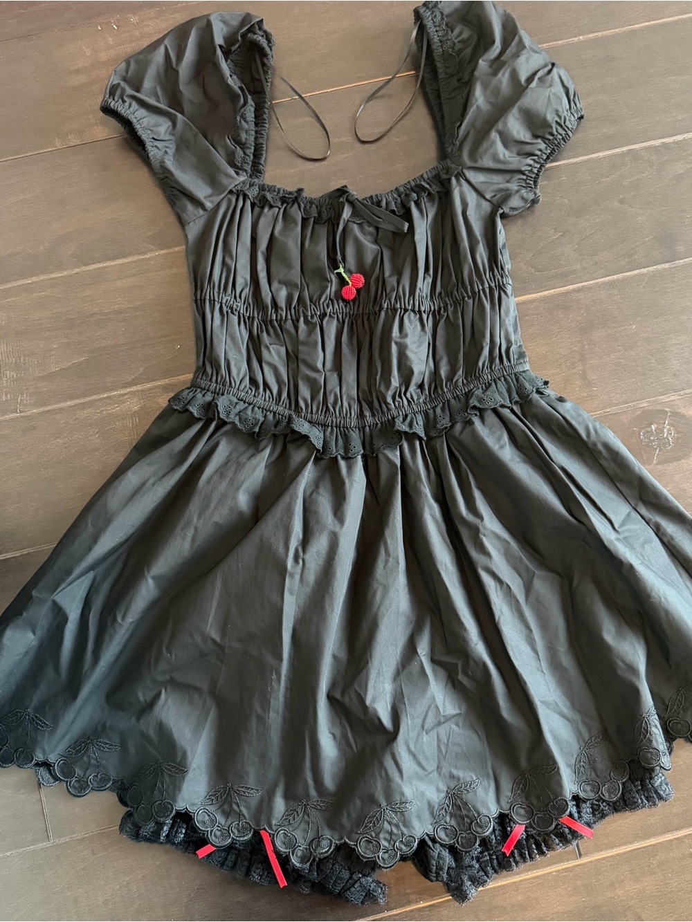 Revolve Summer Smocked Dress with Cherry Accent